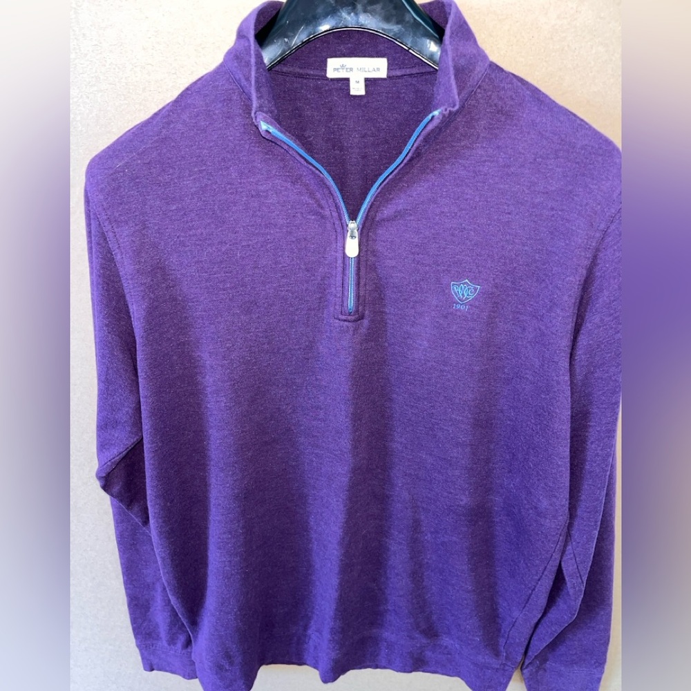 Peter Millar 1/4 Zip Mens Medium Purple Cotton Polyester Great